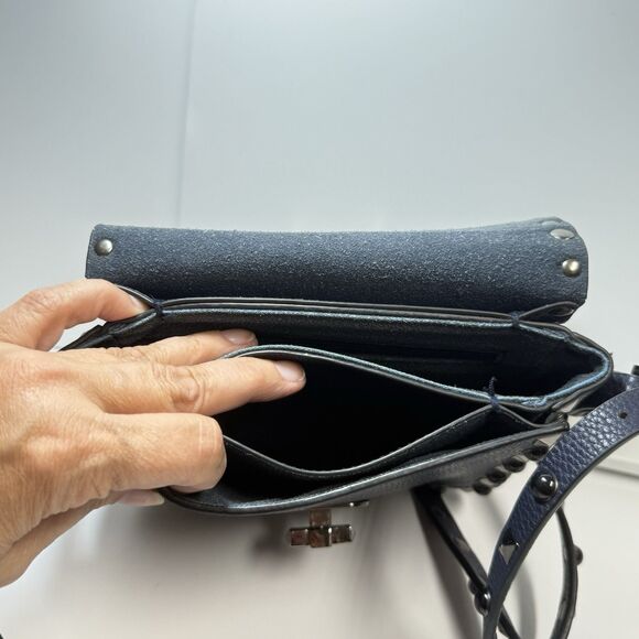 Studded Navy Faux Leather Crossbody Bag - Picture 10 of 10